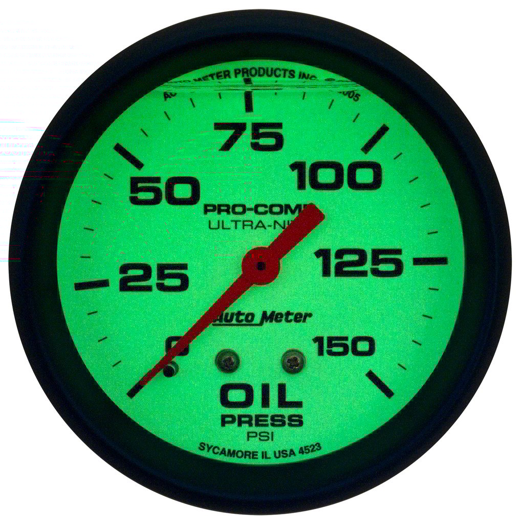 2-5/8" Oil Pressure, 0-150 Psi, Liquid Filled, Ultra-Nite