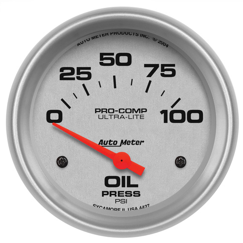 2-5/8" Oil Pressure, 0-100 Psi, Ultra-Lite