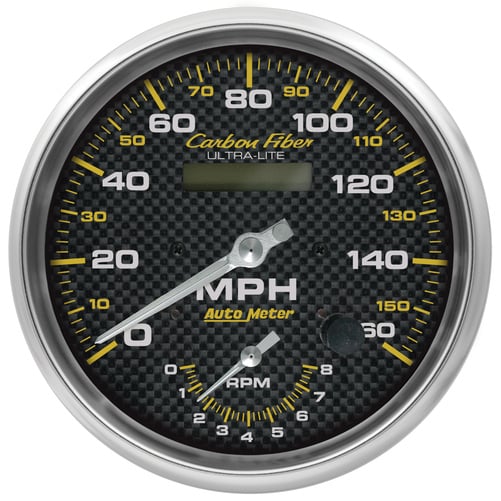 5" Tachometer/Speedometer Combo, 8k Rpm/160 Mph, Carbon Fiber