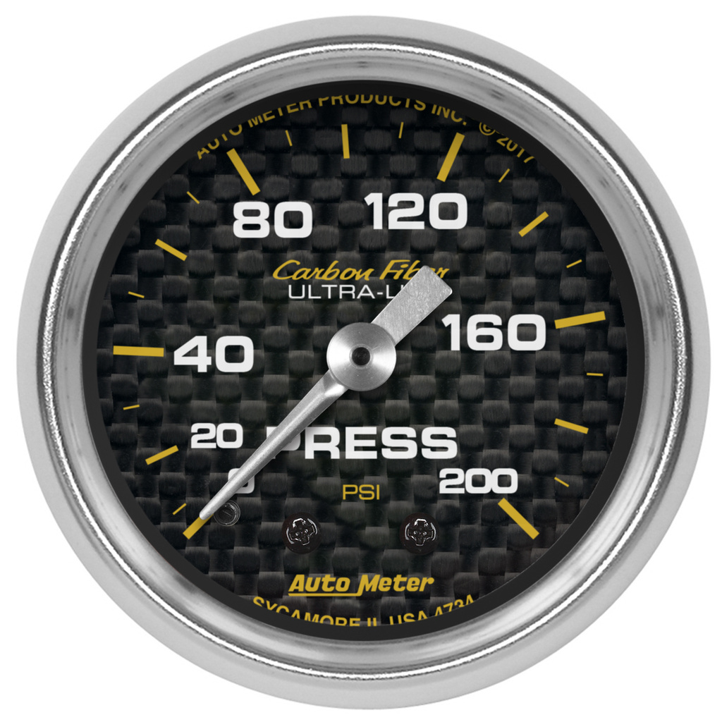2-1/16" Pressure, 0-200 Psi, Carbon Fiber