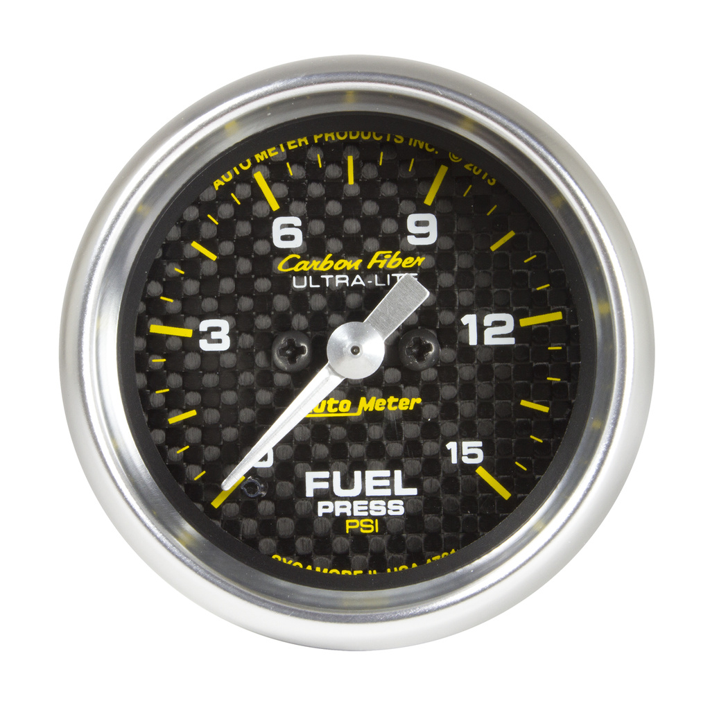 2-1/16" Fuel Pressure, 0-15 Psi, Carbon Fiber