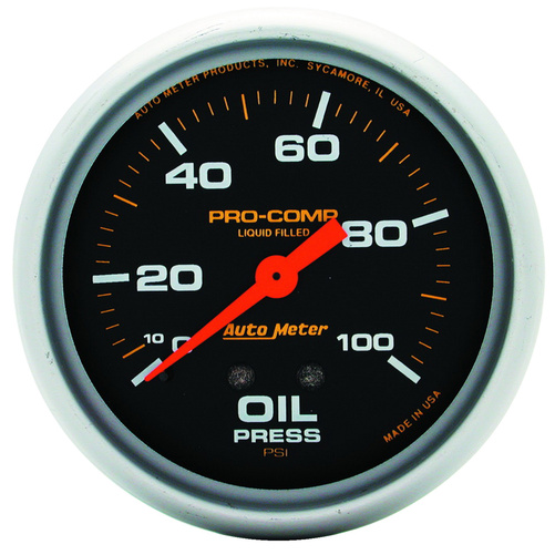 2-5/8" Oil Pressure, 0-100 Psi, Liquid Filled, Pro-Comp