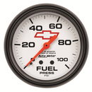 2-5/8" Fuel Pressure, 0-100 Psi, Chevy Red Bowtie, White