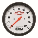 5" In-Dash Tachometer, 0-10,000 Rpm, Chevy Red Bowtie, White