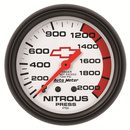 2-5/8" Nitrous Pressure, 0-2000 Psi, Chevy Red Bowtie, White