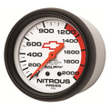 2-5/8" Nitrous Pressure, 0-2000 Psi, Chevy Red Bowtie, White