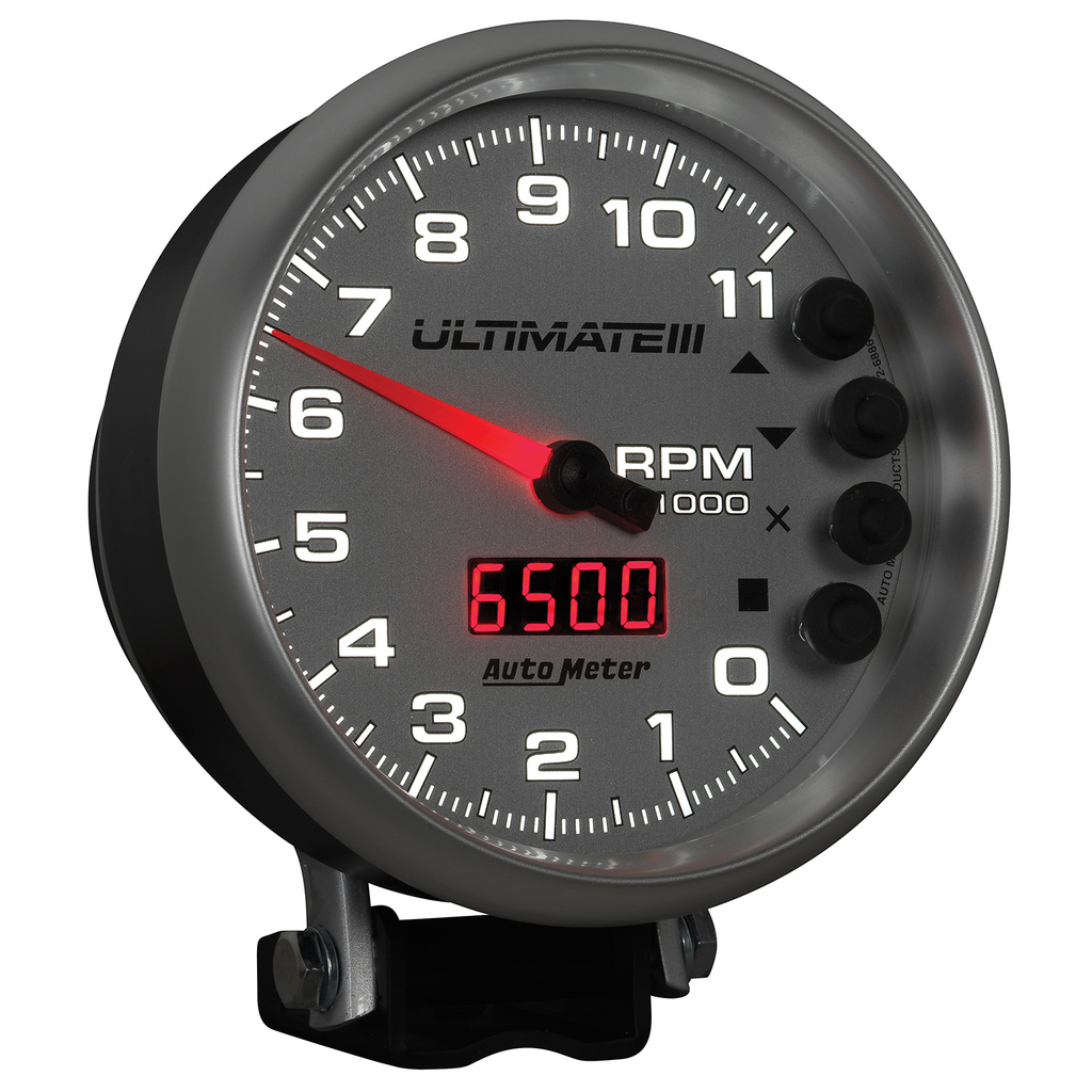 5" Tachometer, 0-11,000 Rpm, Pedestal, Ultimate Iii Playback, Silver
