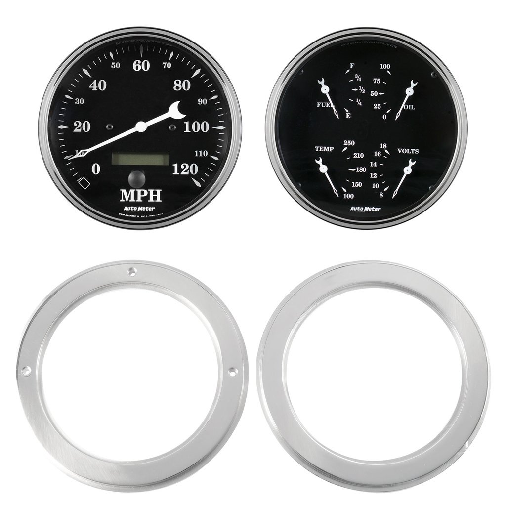 2 Gauge Direct Fit Dash Kit, Chevy Truck 54-55, 2 Gauge,  Old Tyme Black