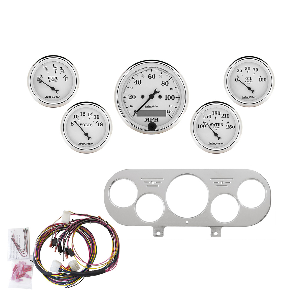 5 Gauge Direct-Fit Dash Kit, Nova 62-65, Old Tyme White