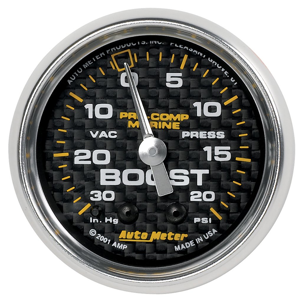2-1/16" Vacuum/Boost, 30 In Hg/20 Psi, Marine Carbon Fiber