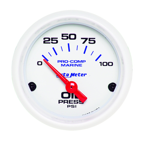 2-1/16" Oil Pressure, 0-100 Psi, Marine White