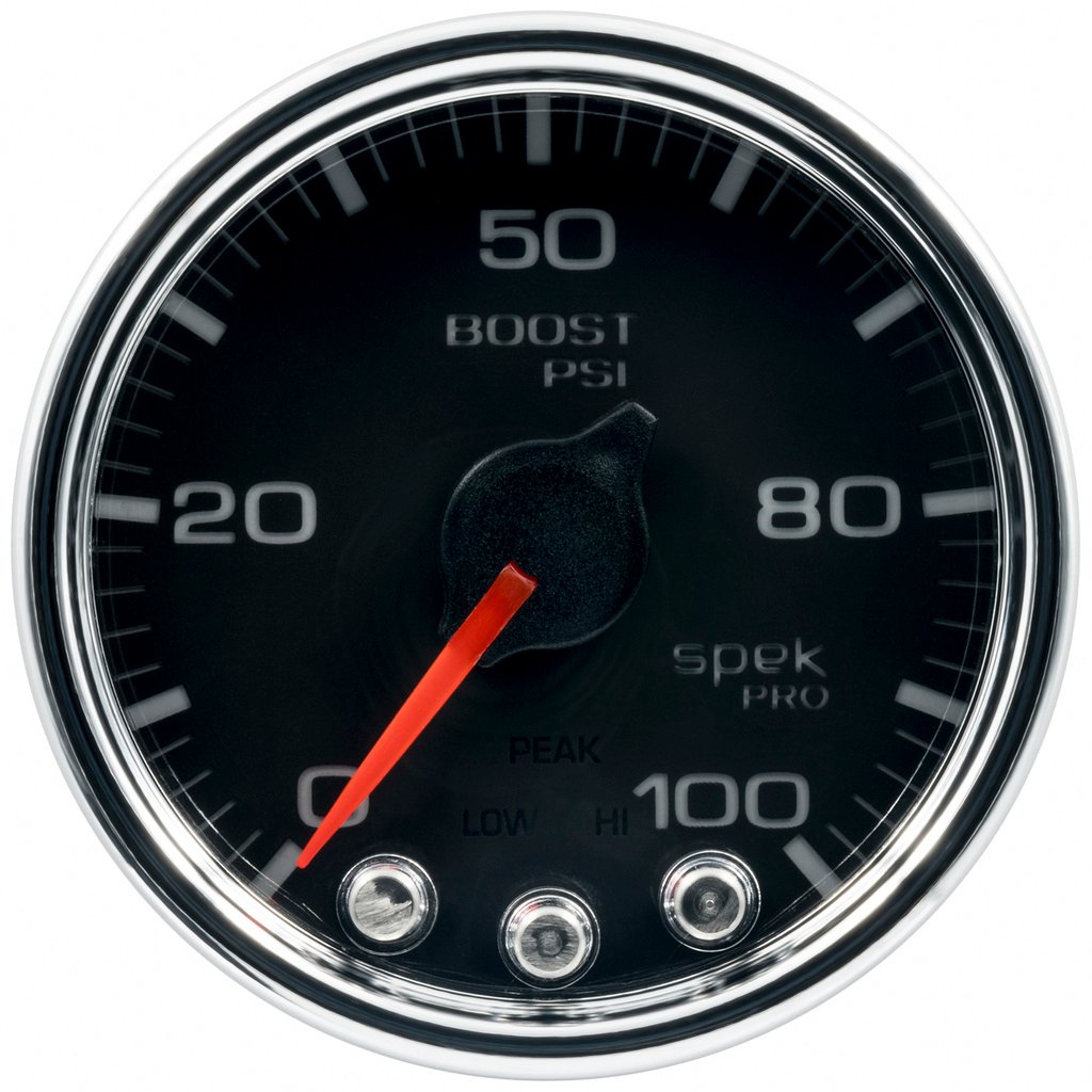 2-1/16" Boost, 0-100 Psi, Spek-Pro, Black/Chrome