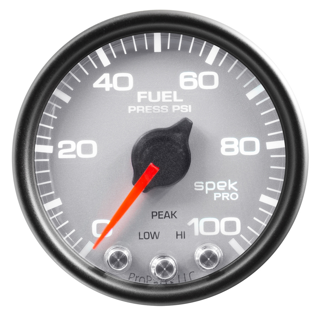 2-1/16" Fuel Pressure, 0-100 Psi, Spek-Pro, Silver/Black
