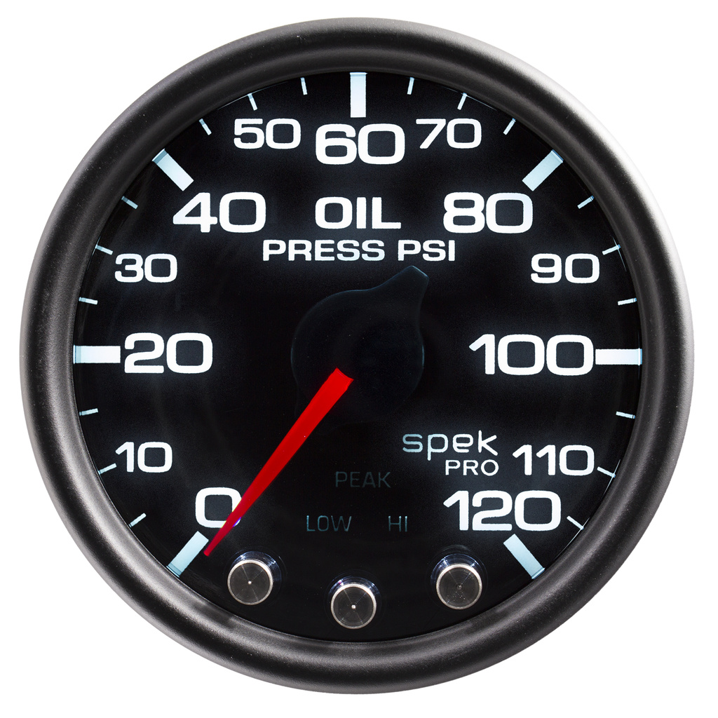2-1/16" Oil Pressure, 0-120 Psi, Spek-Pro, Black/Black
