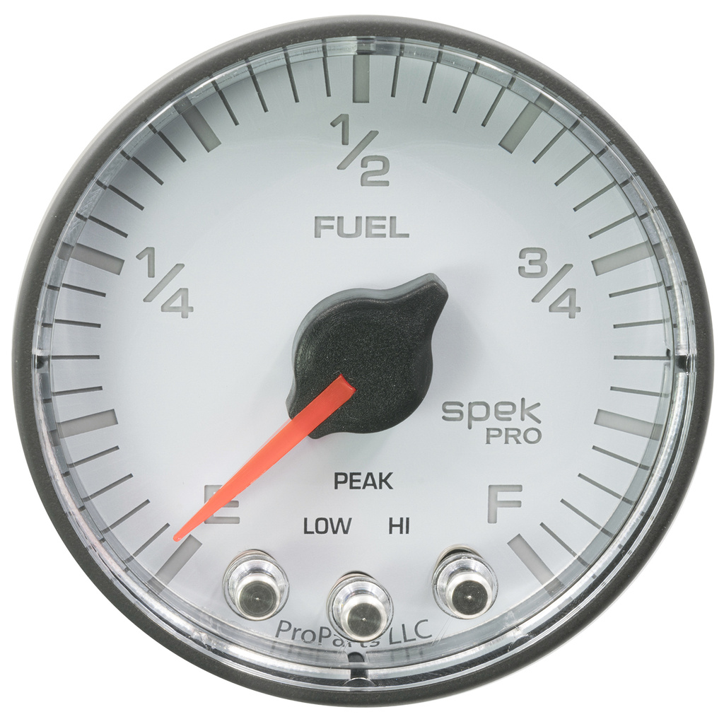 2-1/16" Fuel Level, Programmable 0-300 Ω, Spek-Pro, White/Black