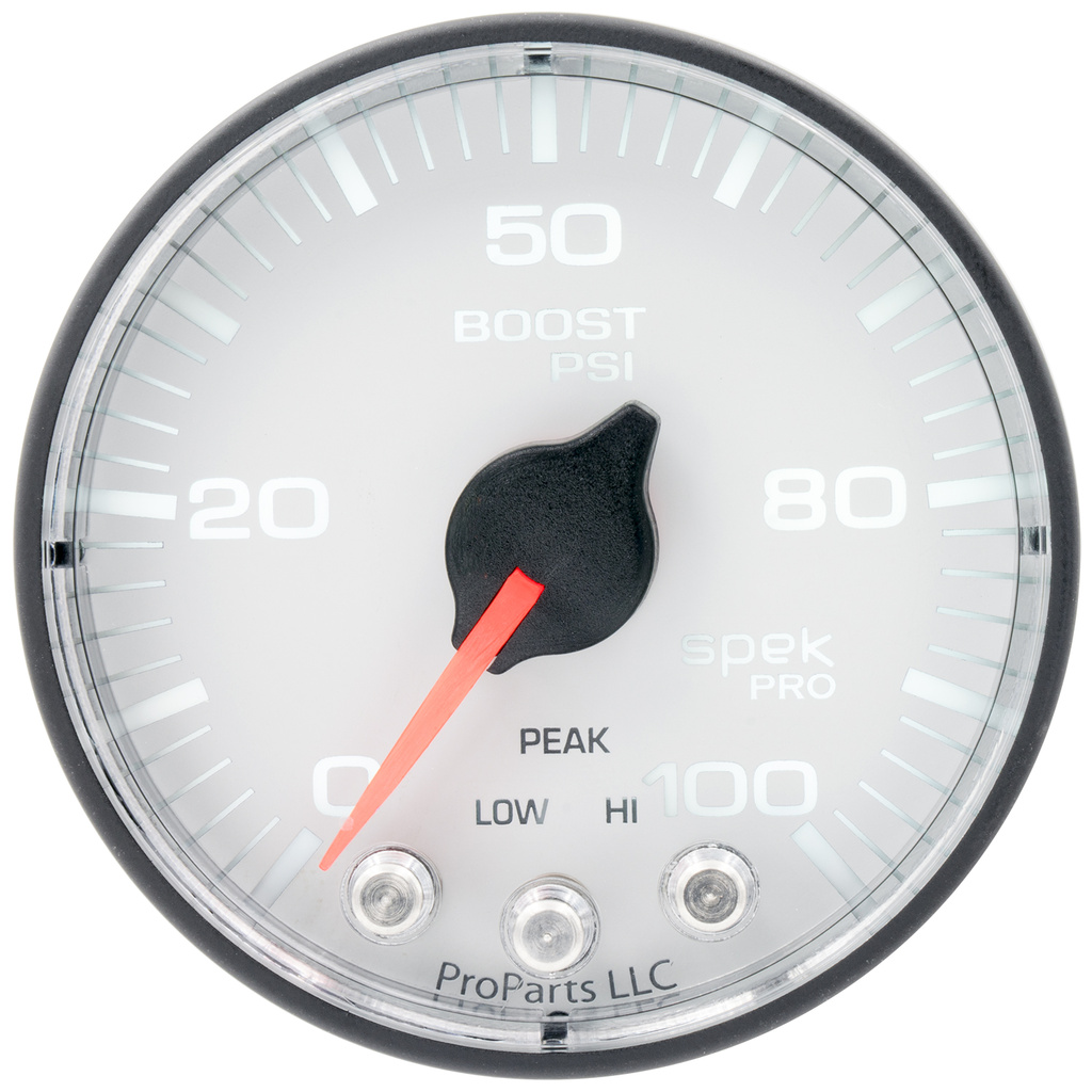 2-1/16" Boost, 0-100 Psi, Spek-Pro, White/Black