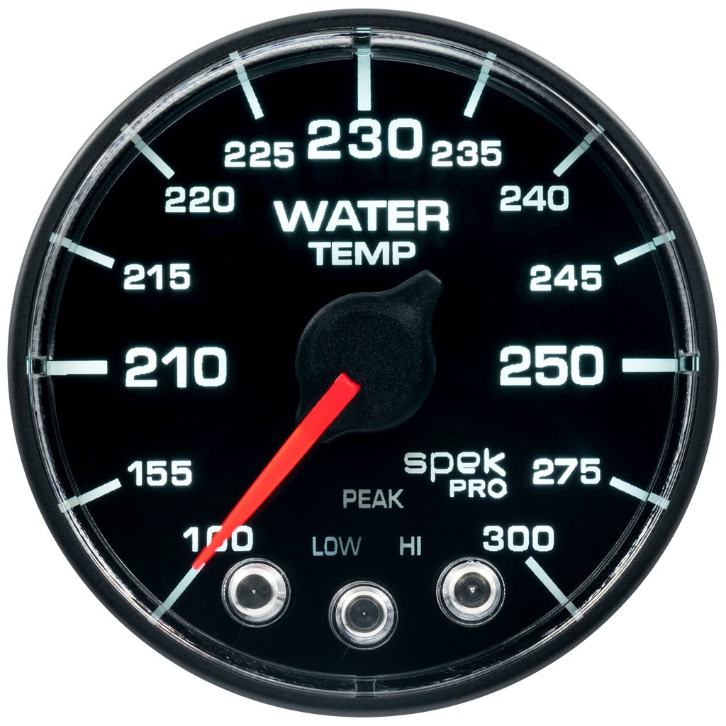 2-1/16" Water Temperature, 100-300 °F, Spek-Pro, Black/Black, Ecu