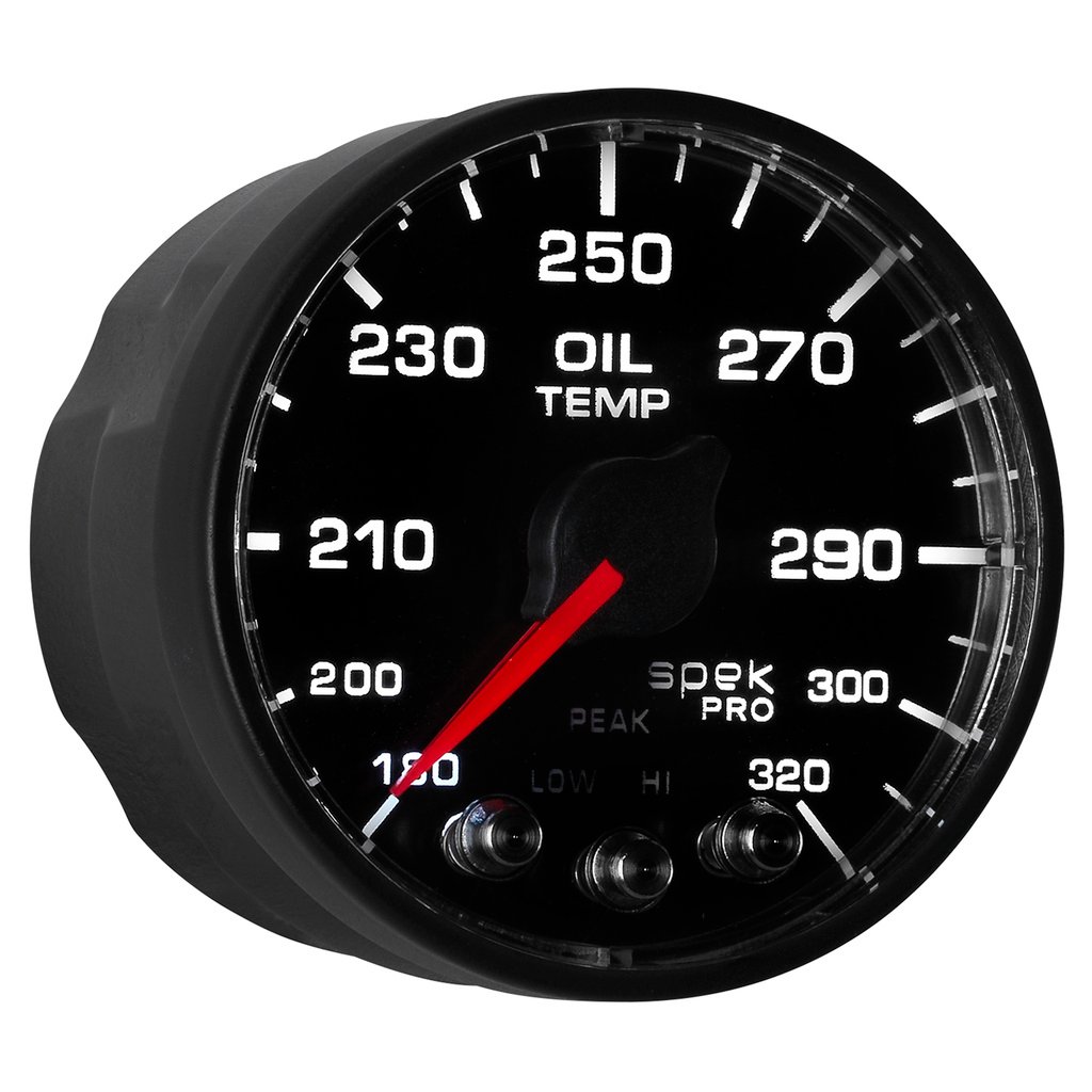 2-1/16" Oil Temperature, 180-320 °F, Spek-Pro, Black/Black, Ecu