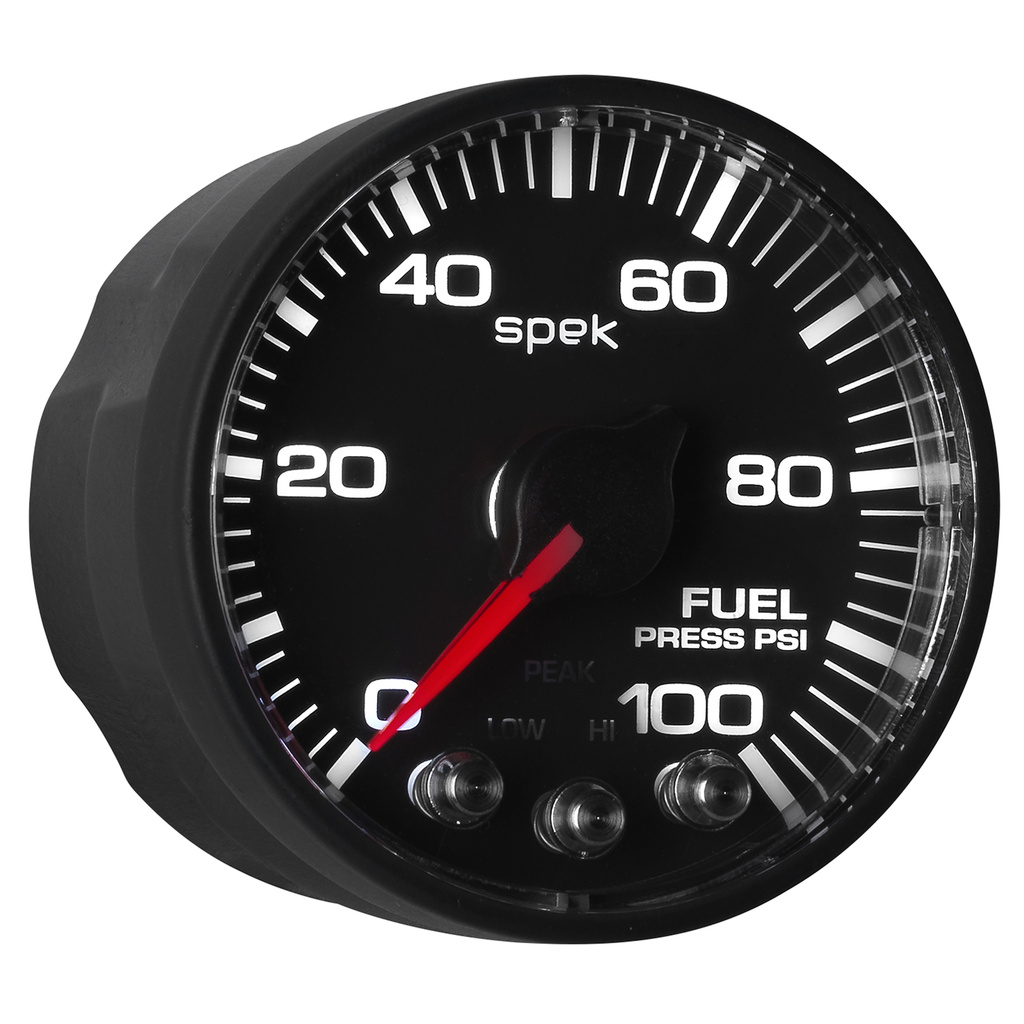2-1/16" Fuel Pressure, 0-100 Psi, Spek-Pro, Black/Black, Ecu