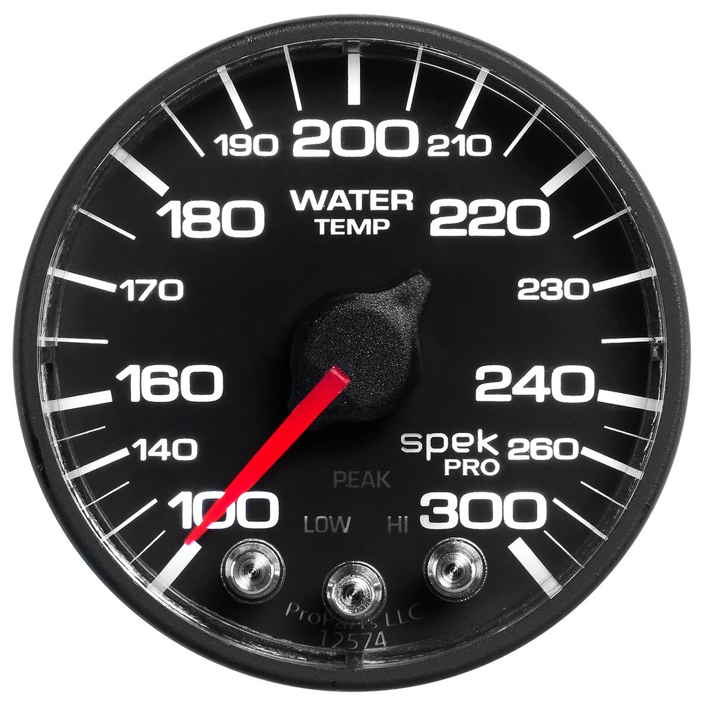 2-1/16" Water Temperature, 100-300 °F, Spek-Pro, Black/Black, Ecu