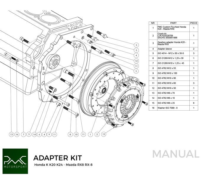 PMC Flywheel Honda K- Mazda RX8 6-speed